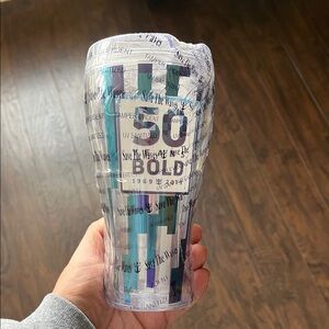 Clear Tumbler with Purple and Teal Accents